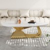 NicBex Modern White Coffee Table with Sintered Stone Tabletop & Unique Steel Base,Marble Oval Center Table for Living Room,Gold 51.2" - 2 of 4