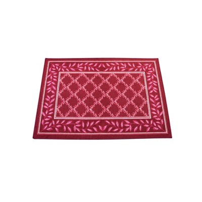Collections Etc Two-tone Lattice Rug With Leaf Border With Skid ...