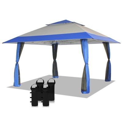 13X13 Instant Gazebo Screen House - Centerlok, Sto 'N Go, Silver Coated 150D - CA169M Blue&Grey