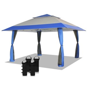 13X13 Instant Gazebo Screen House - Centerlok, Sto 'N Go, Silver Coated 150D - CA169M Blue&Grey - 1 of 4