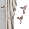 Unique Bargains Curtain Holdbacks Dual-Leaf Hooks Bronze 3.15"x2.95" 1 Pair - 2 of 4
