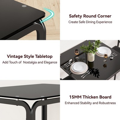 Dining Table for 2/4, Small Square kitchen Dinner Table Set for 2,Space Saving Wood Modern Dinette With Upholstered