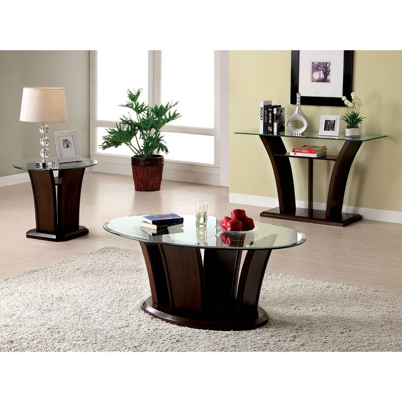 Mellie Modern Flared Glass Top Sofa Table Dark Cherry - HOMES: Inside + Out, 4 of 6