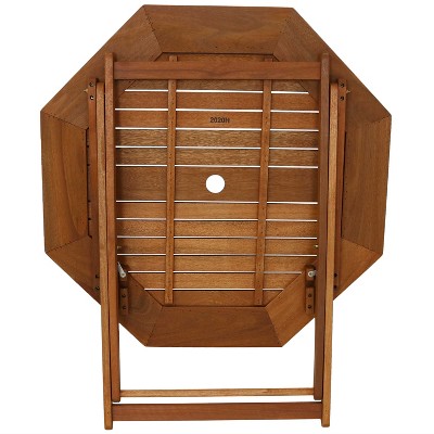 Meranti Wood Teak Oil Finish 5-Piece Folding Patio Dining Set