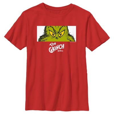 Boy's Dr. Seuss Grinch Eyes T-shirt - Red - X Large : Target