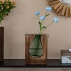Uniquewise Pair of 10 and 12-Inch Wood and Glass Inlay Vases - Merging the Natural Warmth and Texture of Wood with the Elegance and Colo of glass - 2 of 4