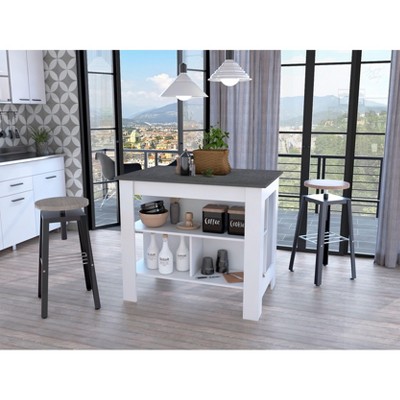 NicBex Mobile Kitchen Island Cart Morden Kitchen Carts with Storage, 3 Shelves and Spacious Top Surface for Kitchen