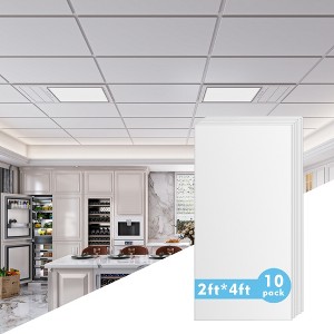 Smooth Drop Ceiling Tile - Fire-Rated, Waterproof, Reusable - Premium PVC, No Sag and Breakage, White - 1 of 4