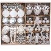 90pc Winter Woodlands Large White and Silver Ornament Set. Glittery Snow Owls, Cones, Snowflakes, and Stalactites| OrnamentallyYou - 2 of 4