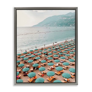 Stupell Industries Beach Umbrellas Coastal Vacation Floating Frame Canvas Art - 1 of 4