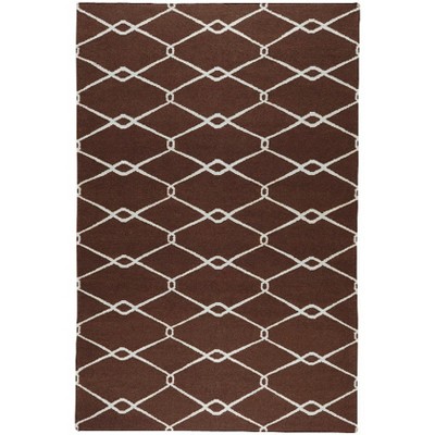 Mark & Day Dunsmuir 8'x11' Rectangle Woven Indoor Area Rugs Chocolate and Ivory: Modern Trellis Wool, Stain-Resistant, Handmade