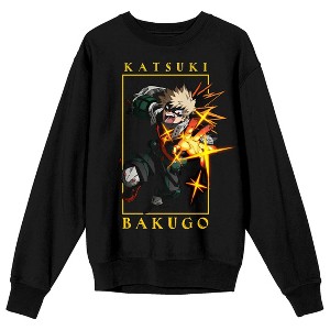 My Hero Academia Katsuki Bakugo Adult Black Crew Neck Long Sleeve Sweatshirt - 1 of 4