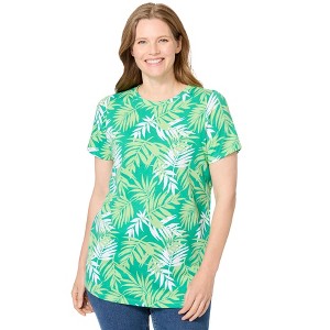 Woman Within Women's Plus Size Perfect Printed Short-Sleeve Crewneck Tee - 1 of 4