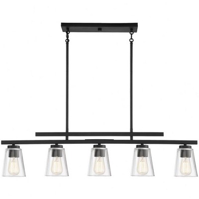 Calhoun Matte Black 40" Linear Chandelier with Glass Shades