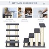 PawHut Cat Tree with 4 Steps for High Beds Couch, Cute Stair Shaped Cat Tree for Indoor Cats or Dogs w/ Sisal Scratching Post, Climbing, Playing, Gray - 4 of 4
