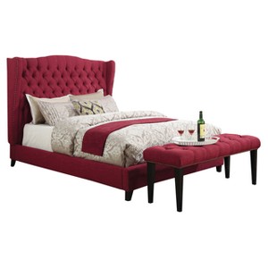 Faye Eastern King Bed-Red Linen-Acme