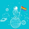 Adult Design By Humans Astronaut Rainbow Flag Space Pride By Avocato T-Shirt - 2 of 2