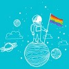 Adult Design By Humans Astronaut Rainbow Flag Space Pride By Avocato T-Shirt - image 2 of 2