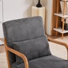 Gulches Antique Dark Gray Polyester Rubberwood Ergonomic Lounge Chair & Natural Wood Coffee Table Set of 1 - 4 of 4