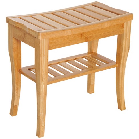 Homcom Long Bamboo Shower Bench Seat 20