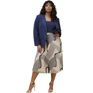 ELOQUII Women's Plus Size Pleated Midi Skirt - 1 of 4