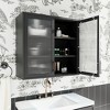 Vynxaria Retro Wall-Mounted Cabinet with Hazy Glass Doors, 2 Adjustable Shelves - Stylish Storage for Bathroom, Kitchen, Living Room, and Hallway - 2 of 4