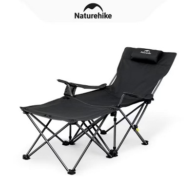 Naturehike Outdoor Camping Recliner Chair with Side Table,Relaxing Folding Lounge Chair,Adjustable Tilt Chaise Lounge with Cup Holder