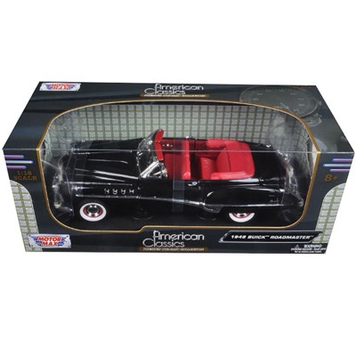 1949 Buick Roadmaster Black with Red Interior 1/18 Diecast Model Car by  Motormax