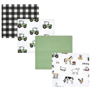 Hudson Baby Infant Boy Cotton Flannel Receiving Blankets, Boy Farm, One Size - 1 of 4