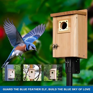 Racxily 2pcs Pine Bird Houses with Copper Guard - Outdoor Nesting Boxes for Small Birds, Durable Wood, Easy Assembly, Simple Style - 1 of 4