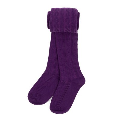 Leveret Girls Cable Knit Tights Dark Purple 10-14 Year : Target