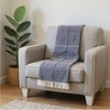 HomeRoots 51" X 67" Light Gray Cotton Woven Geometric Plush Throw Blanket with Fringe - 2 of 2