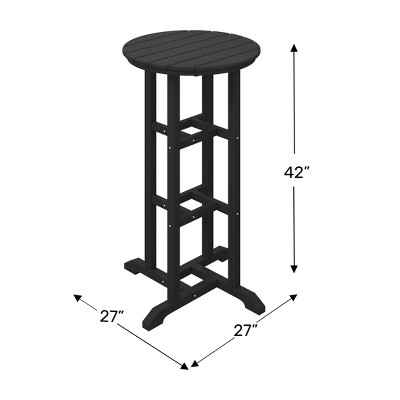 Dark Green HDPE Outdoor Bar Height Bistro Table, 42" Tall