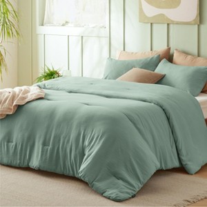 Bedsure | 3Pcs Beige Soft Warm Imitation Washed Cotton Bed Comforter Sets for All Seasons - 1 of 4