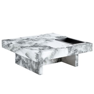 NicBex 12.00" H Square Coffee Table Center Dining Table with Imitation Marble Pattern Top for Living Room - 1 of 4