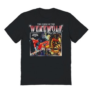 Horror Line Men's Curse Of The Werewolf Halloween Short Sleeve Graphic Cotton T-Shirt - Black L - 1 of 3