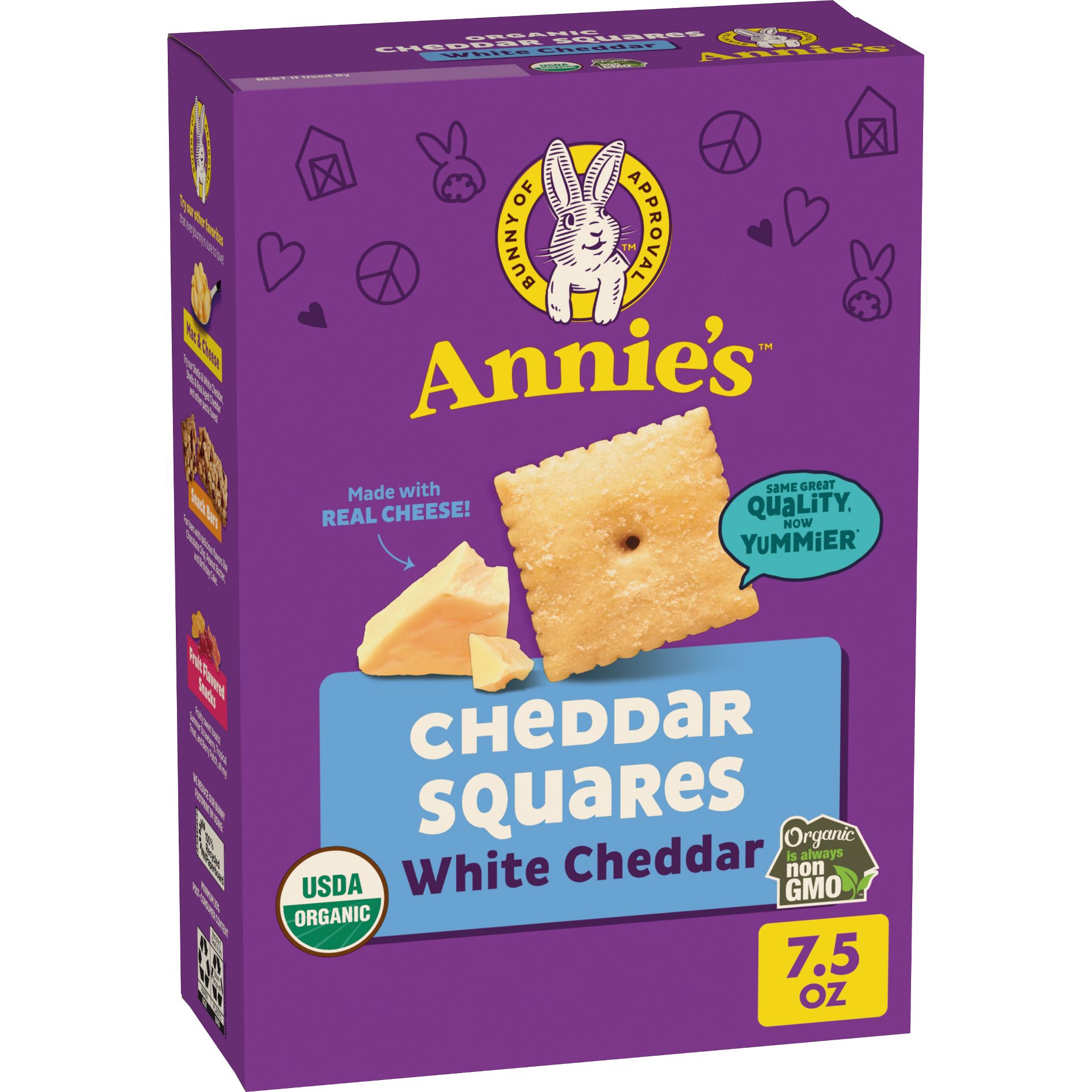 Annie's Organic White Cheddar Squares Baked Snack Crackers - 7.5oz