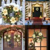 16 Inch Christmas Wreath for Front Door Decor - Luxury Xmas Wreath with Glitter Balls, Poinsettia Flowers - 3 of 4