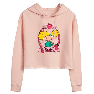 Women's - Hey Arnold! - Valentine's My Love Cropped Graphic Hoodie - 1 of 3