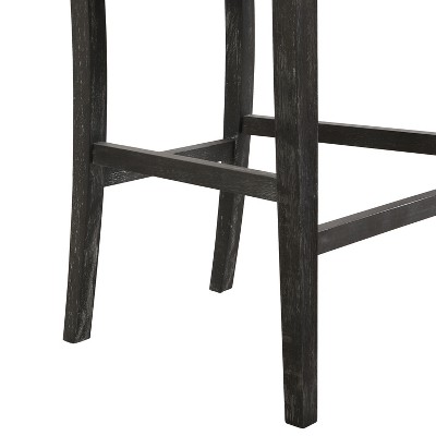 Modern Black and Grey Upholstered Wood Counter Stools, Set of 2