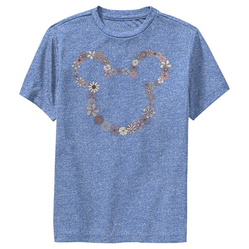 Boy's Disney Mickey Mouse Floral Outline Silhouette Performance Tee, 1 of 5
