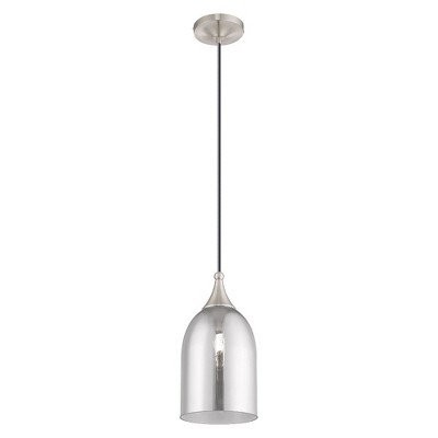 Brushed Nickel Mini Pendant with Smoke Glass Shade