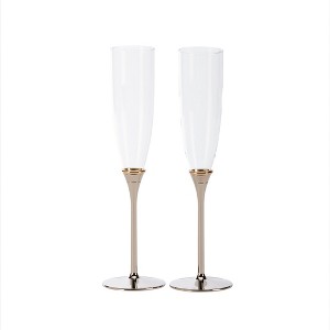 Slickblue Gold Ring-Designed Toasting Flutes, 10" Tall, Set of 2, Luxurious Gift for Special Events - 1 of 2