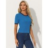 Allegra K Women's Casual Short Sleeve Color Block Knitted Tops - 3 of 4