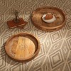 Moda Furnishings Carved Round Wooden Decorative Tray – Natural Wood Serving Platter with Intricate Floral Design - 3 of 4