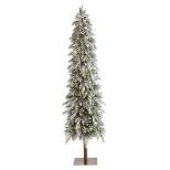 7.5ft Nearly Natural Pre-Lit LED Flocked Washington Alpine Slim Artificial Christmas Tree Warm White Lights