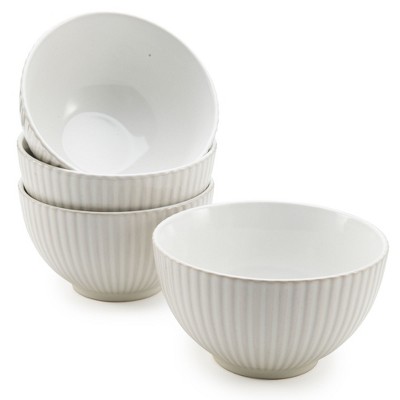 American Atelier Fluted Cereal Bowls, Stoneware Soup Bowls Set for Kitchen 22-Ounce Pasta, Ramen, Salad Bowl Set, Reusable, Set of 4