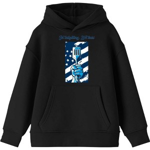 "In Tailgating We Trust" American Flag And Spatula Youth Long Sleeve Hoodie - 1 of 2