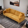 79 inch corduroy sofa bed, foldable double sofa bed with folding armrests, suitable for living rooms - Leovsnove - 3 of 4