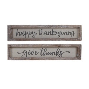 Transpac Wood Framed Printed Linen Fall Words Set of 2 Tabletop Signs Autumn Harvest Decor for Indoor Use - 1 of 1